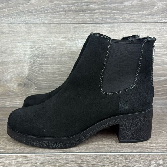 Blondo Lima Waterproof Black Leather Zip Chunky Heel Women’s Sz 10 Chelsea Boots - Picture 3 of 12